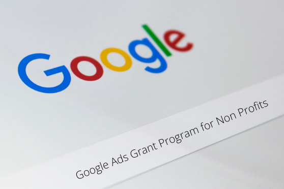 Google Search and search bar with Google Ads Grant Program in the search bar