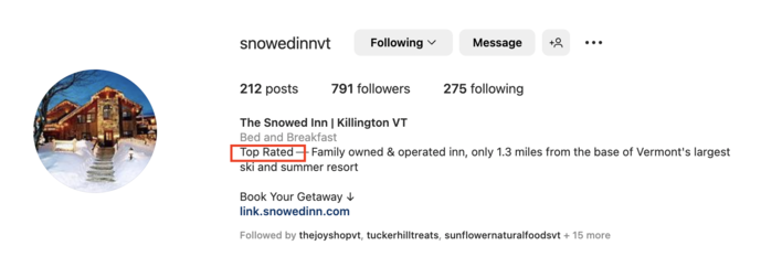 Snowed Inn Instagram Bio