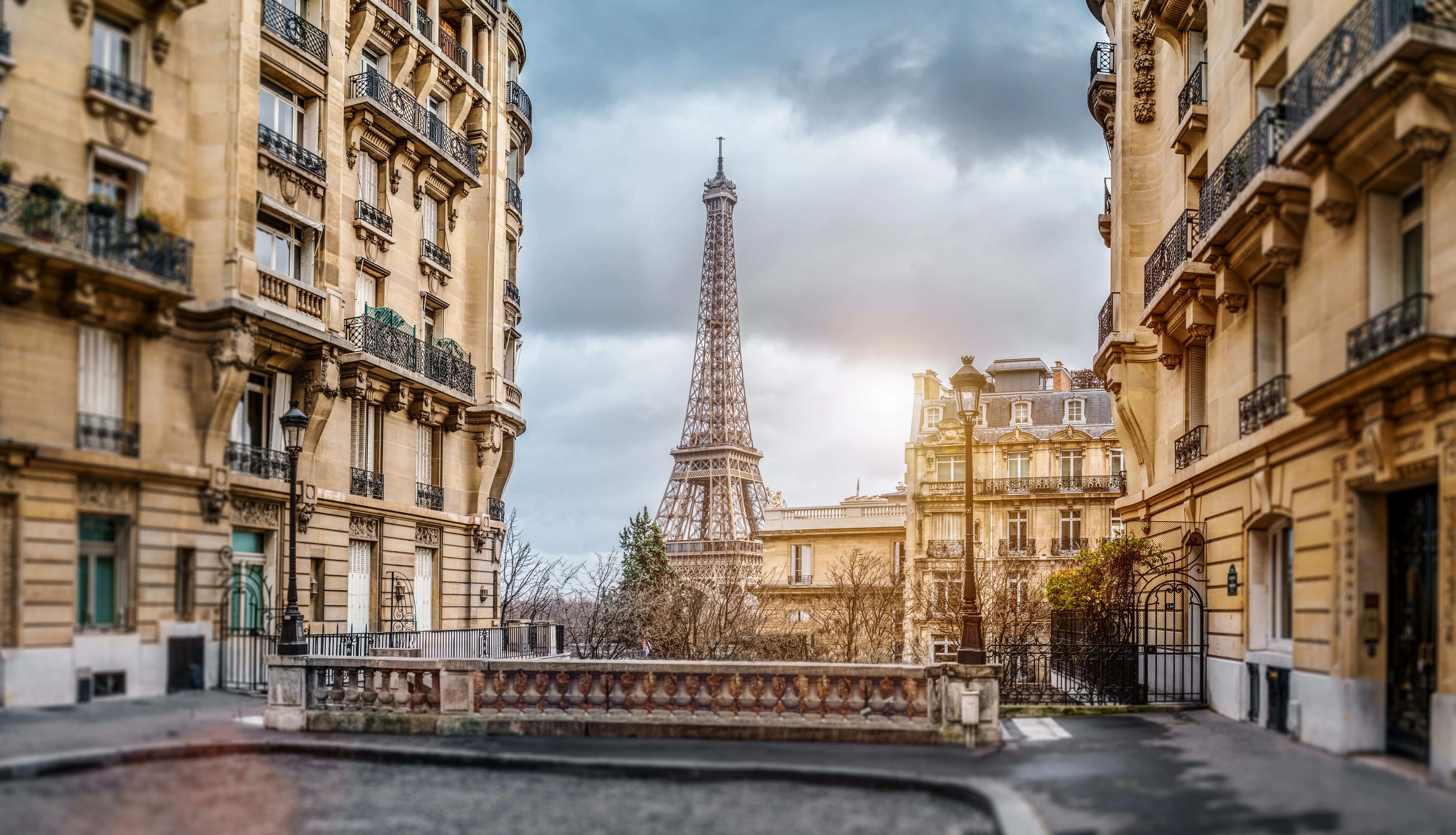 eiffel tower and street in paris