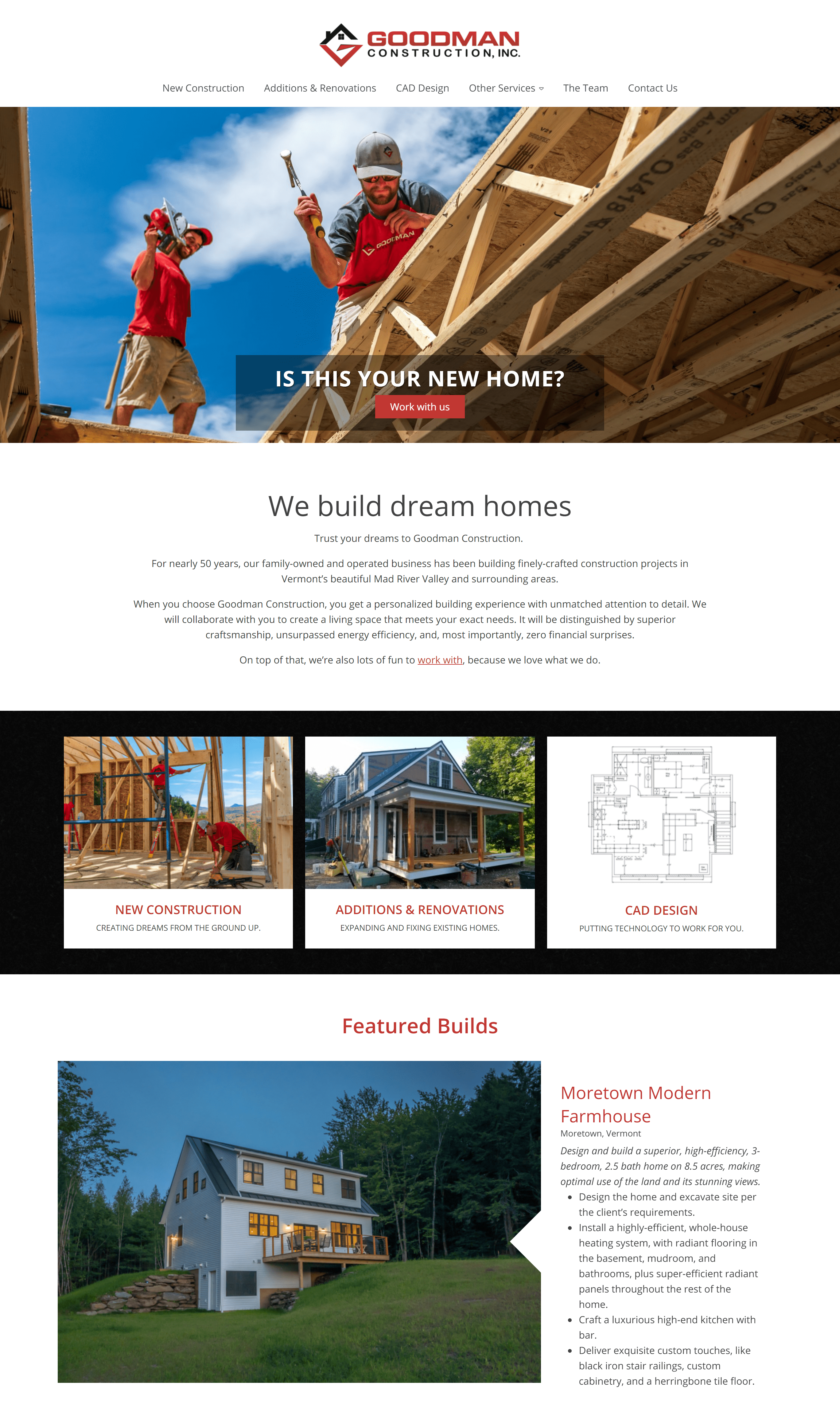 Goodman Construction homepage screenshot