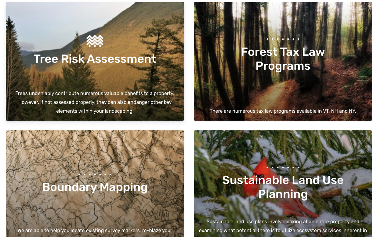Four service topics related to tree management and land use planning.