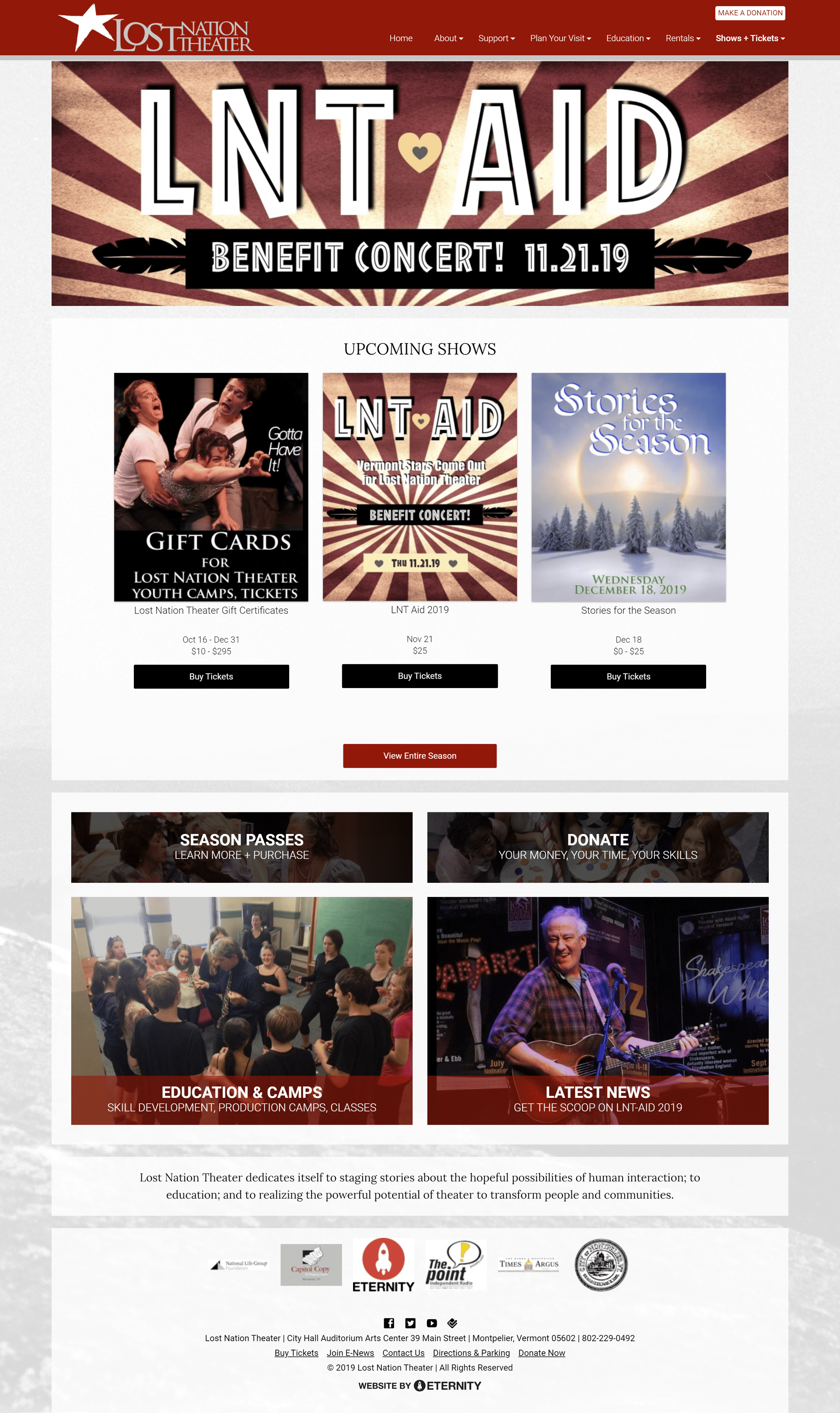 Lost Nation Theater benefit concert announcement and upcoming shows details