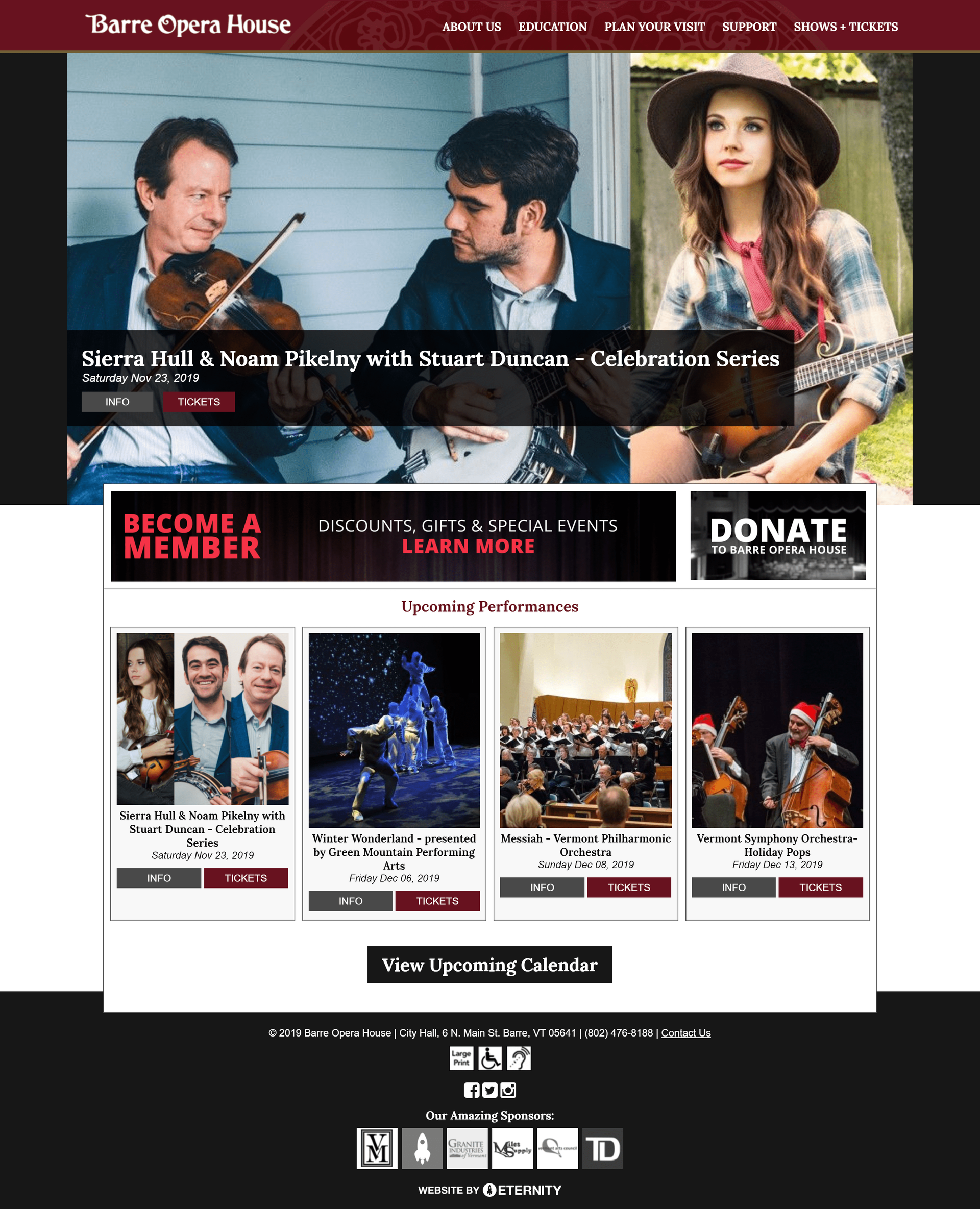 Musicians performing at the Barre Opera House event on November 23, 2019