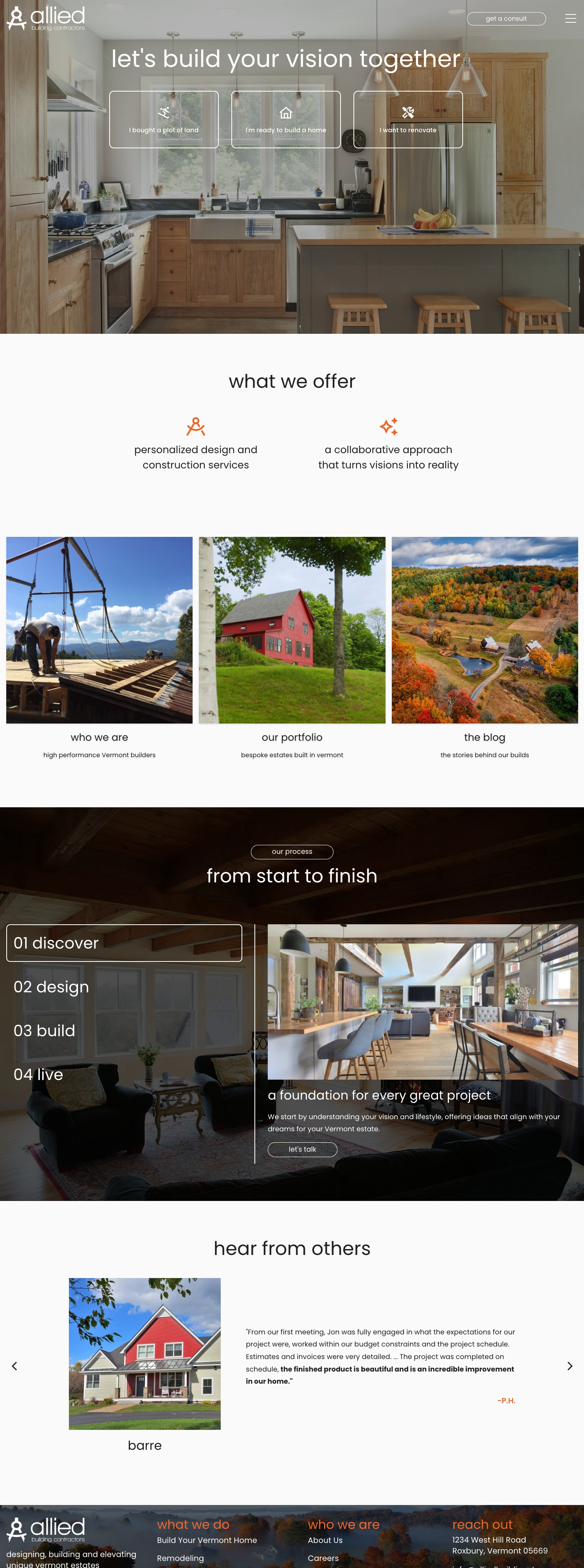 Website homepage for a construction company showcasing services and portfolio.