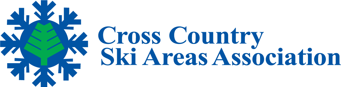 Logo of the Cross Country Ski Areas Association featuring a snowflake and tree design.