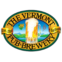 Logo of The Vermont Pub & Brewery featuring a beer mug and scenic background. Established 1988.