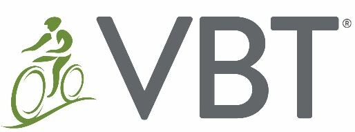 Logo featuring a cyclist and the letters "VBT."