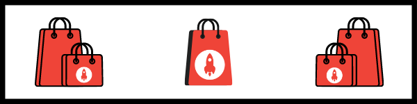 Eternity Marketing logo on red shopping bags
