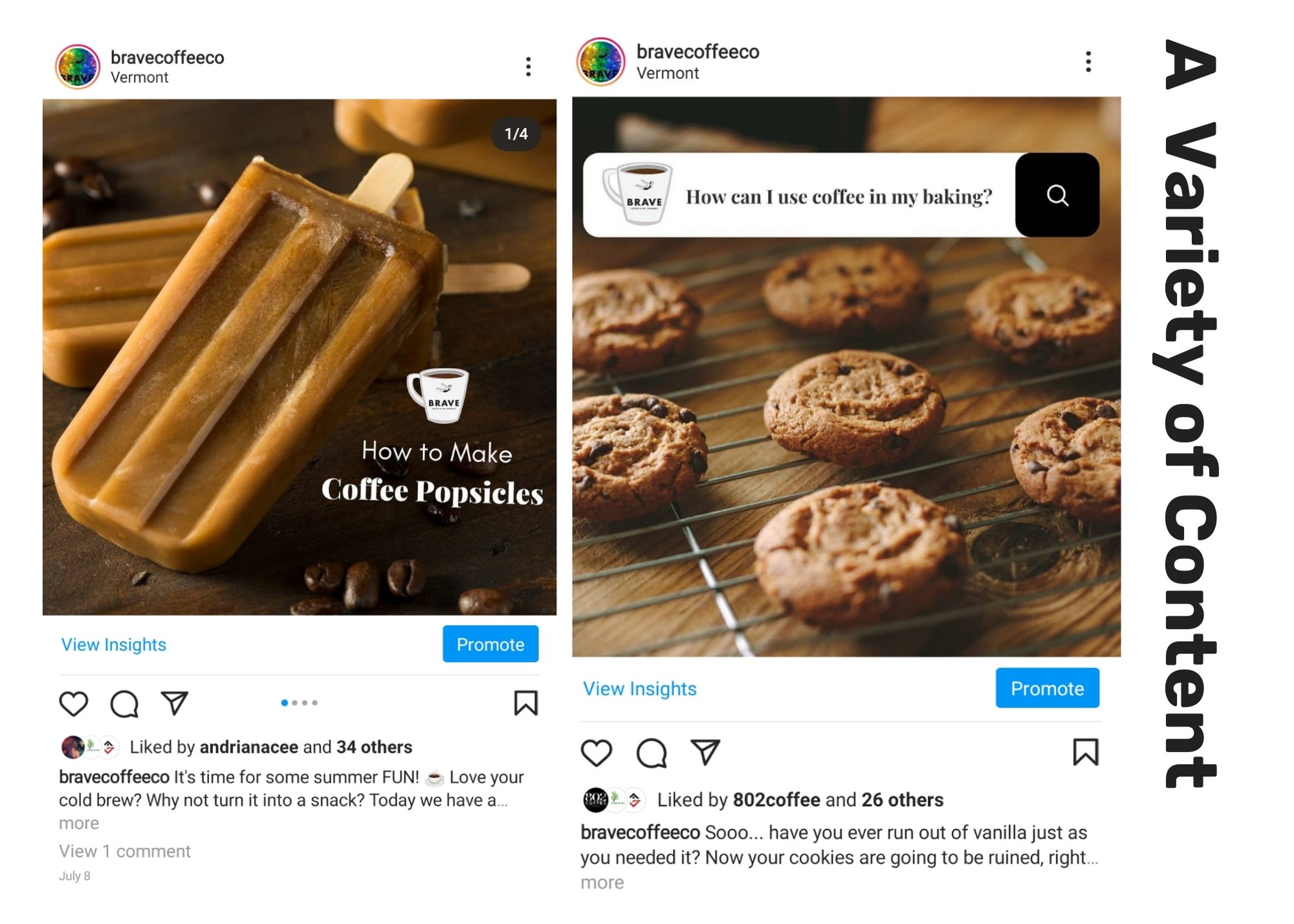 Examples of Brave Coffee Co social media posts