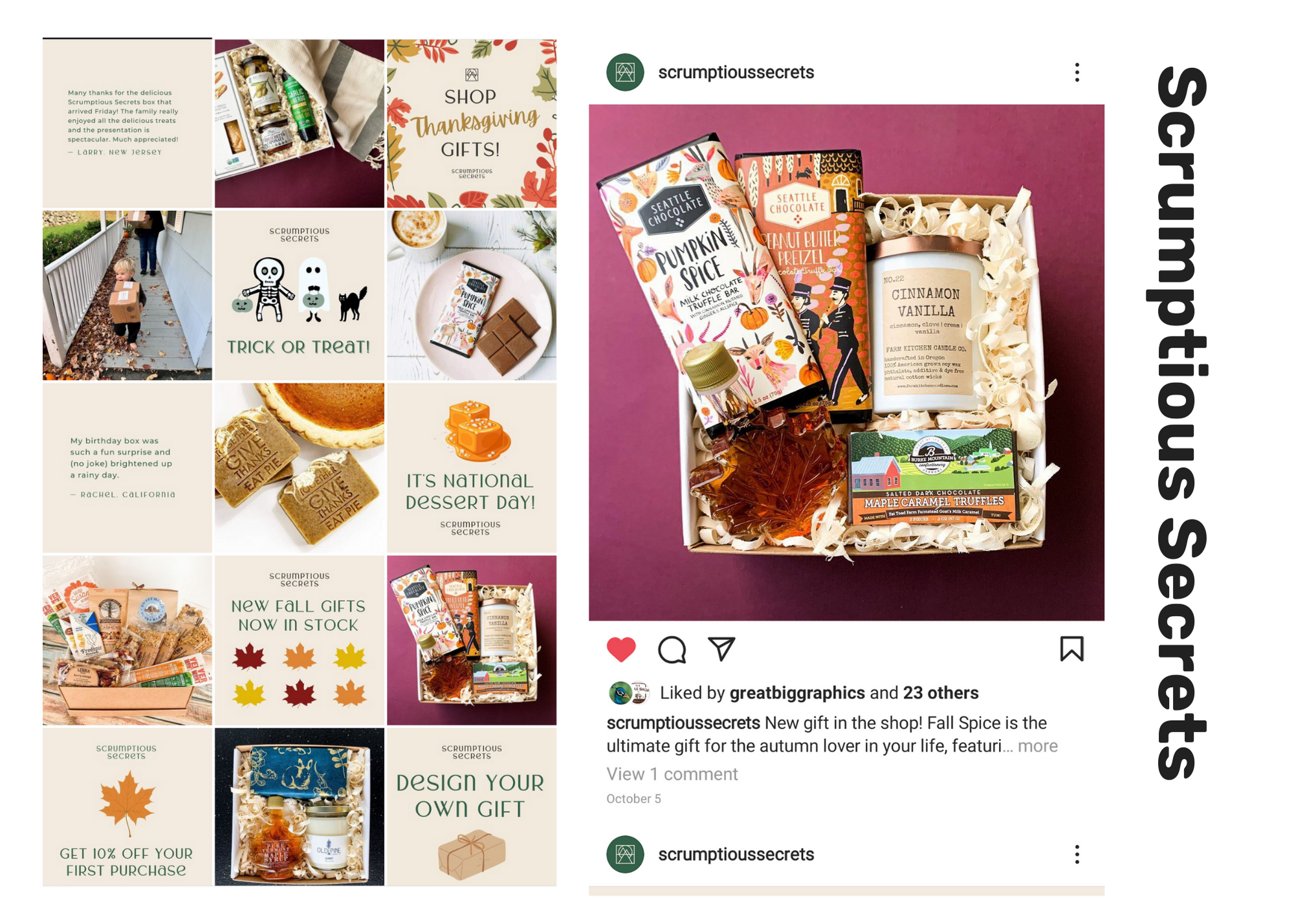 Screenshots of Scrumptious Secrets Instagram Feed