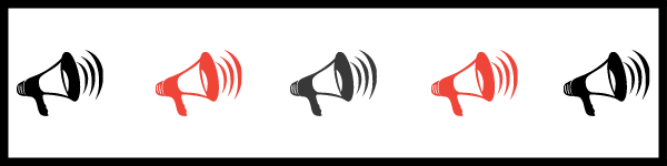 black and red speakers indicating volume