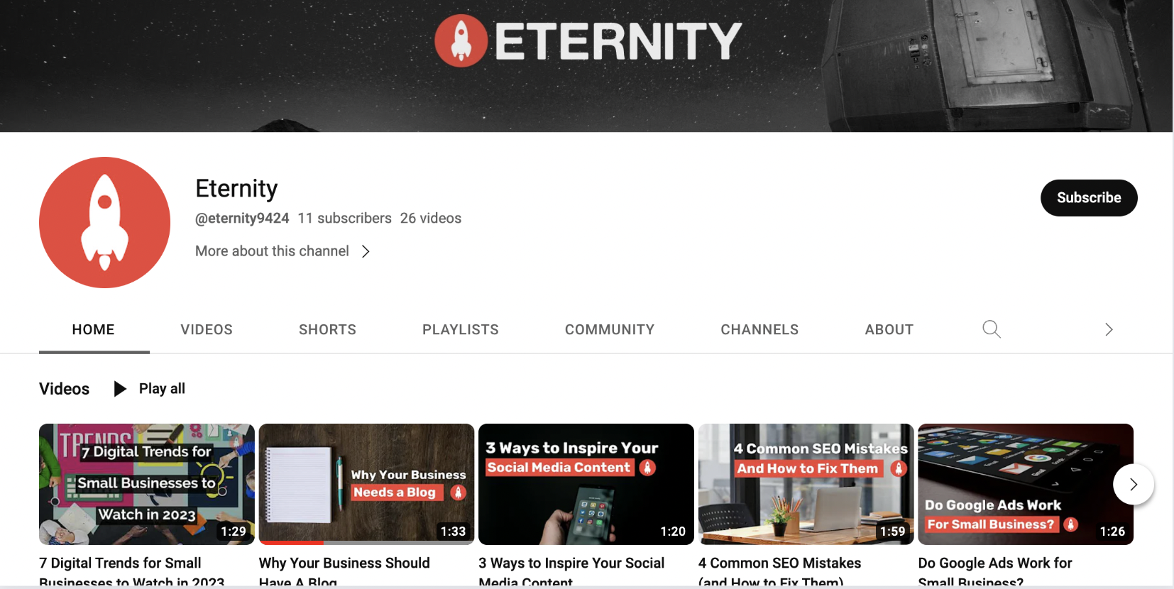 Eternity Marketing YouTube Channel