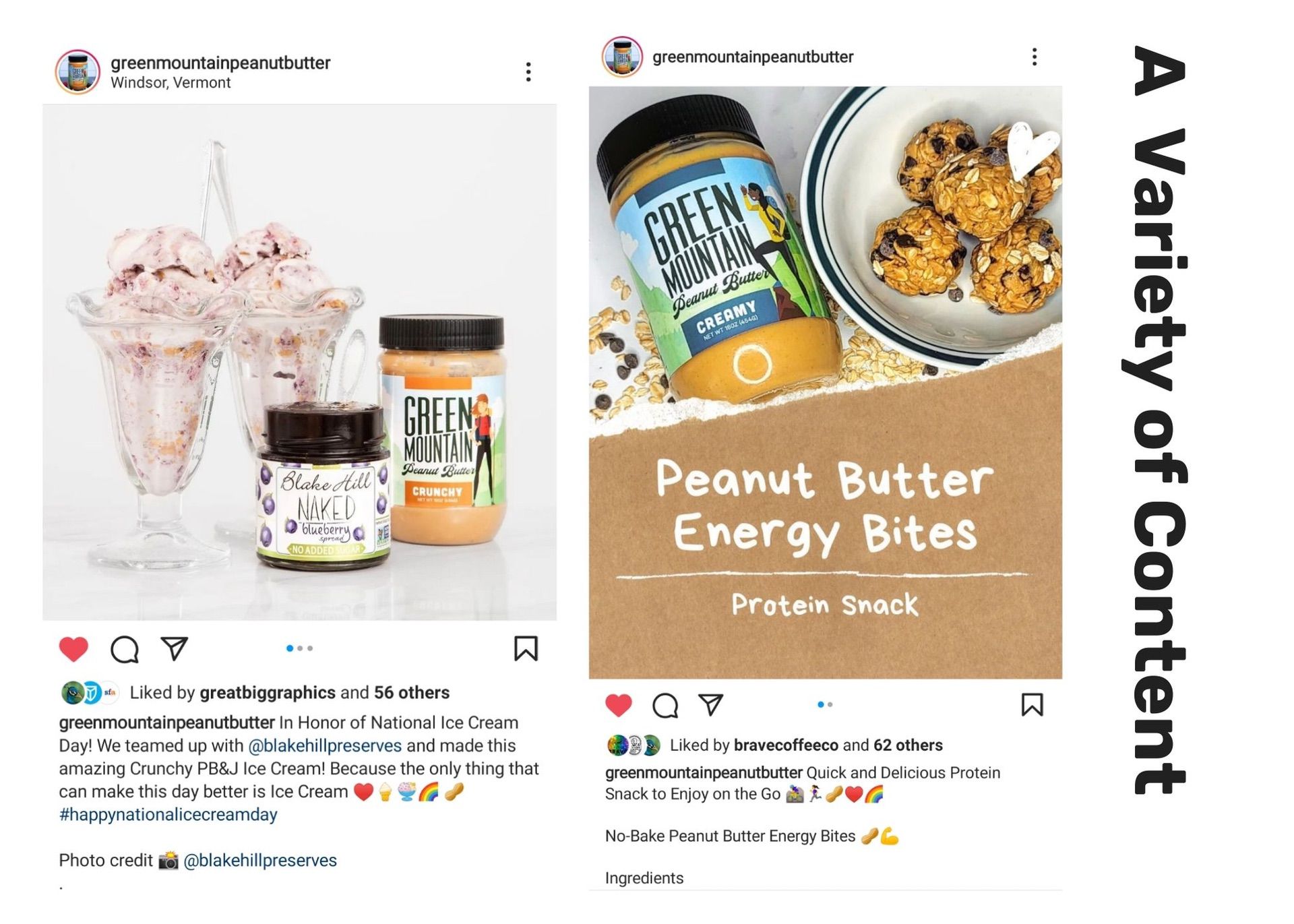 An example of two Green Mountain Peanut Butter posts