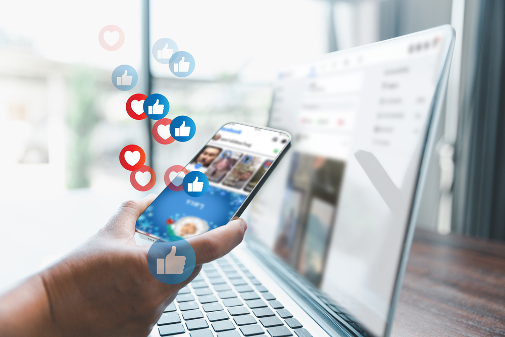 Social media reactions coming out of mobile phone